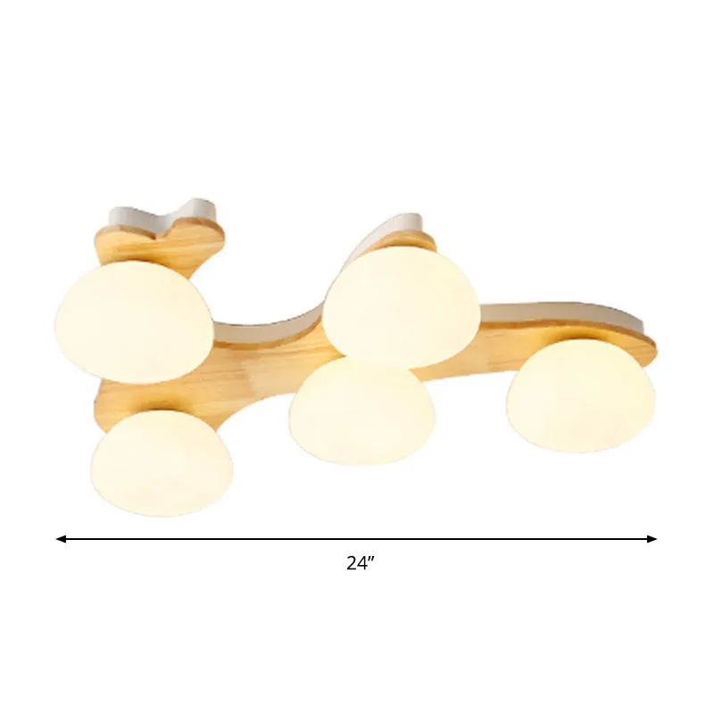 Nordic stijlvolle ovale plafondmontage licht melkglas houten plafondarmatuur voor studeerkamer Clearhalo