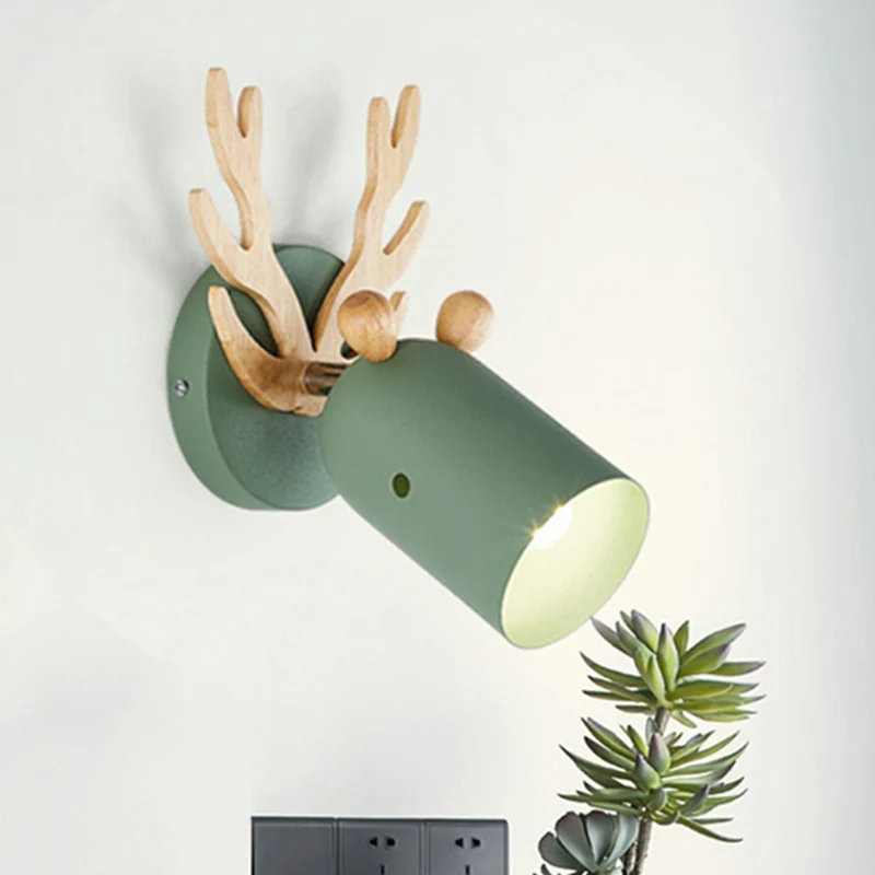 Nordic stijlvolle wandlamp taps toelopende kap 1 licht metalen wandkandelaar met gewei voor woonkamer Clearhalo