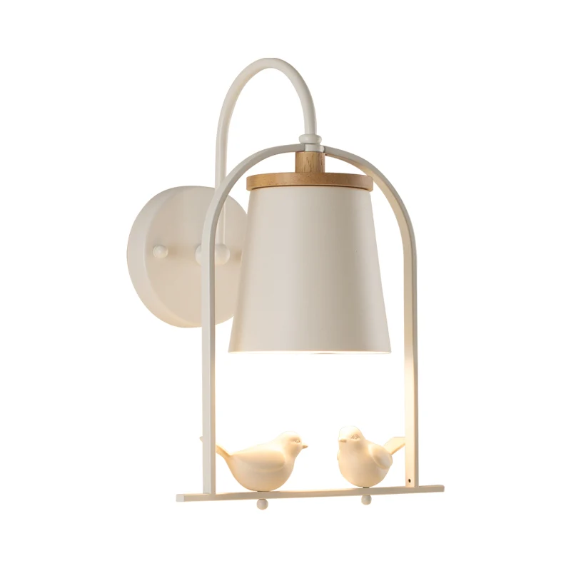 Nordic trapeziumvormige schaduwwandlamp metaal 1 lamp schanslamp met vogel voor restaurant Clearhalo