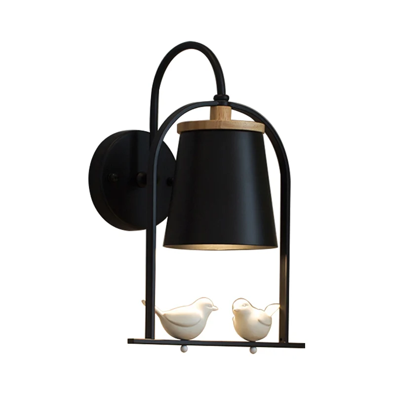 Nordic trapeziumvormige schaduwwandlamp metaal 1 lamp schanslamp met vogel voor restaurant Clearhalo