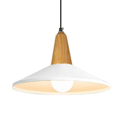 One Head Suspension Light Scandinavische stijlvolle hanglamp van aluminium en hout voor studeerkamer Clearhalo