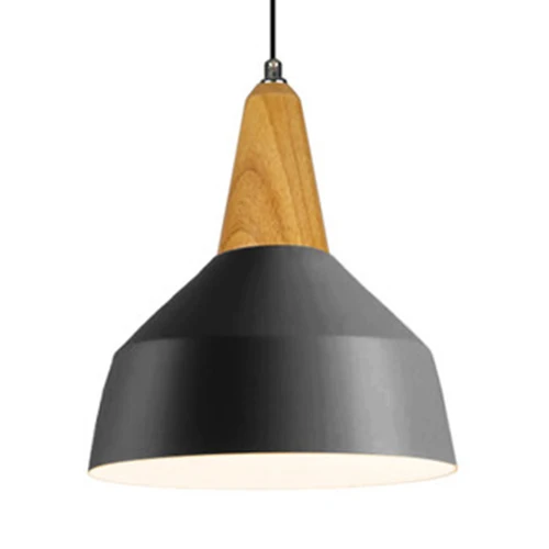 One Head Suspension Light Scandinavische stijlvolle hanglamp van aluminium en hout voor studeerkamer Clearhalo