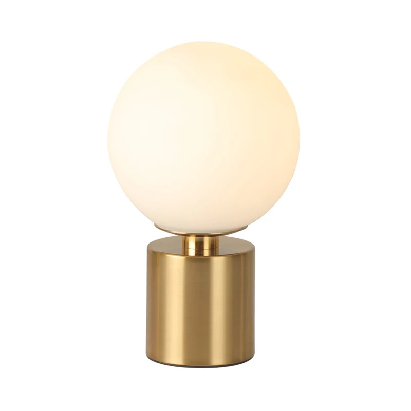 Opaal glazen bol nachtlamp postmodern 1 kop goud metalen tafelverlichting voor woonkamer Clearhalo