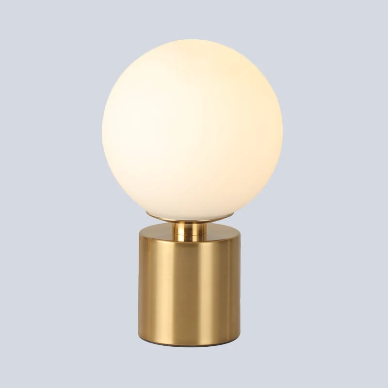 Opaal glazen bol nachtlamp postmodern 1 kop goud metalen tafelverlichting voor woonkamer Clearhalo
