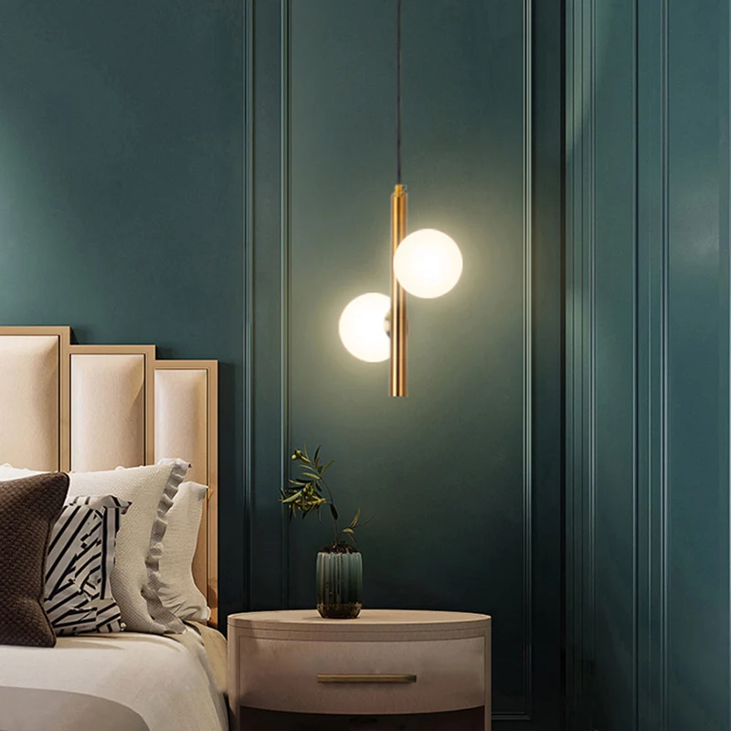 Opaal glazen bollen hanglamp minimalistische hangende kroonluchter voor woonkamer Clearhalo