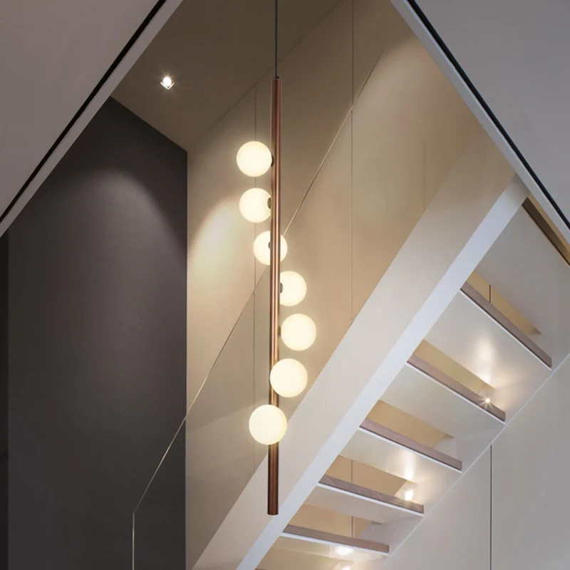 Opaal glazen bollen hanglamp minimalistische hangende kroonluchter voor woonkamer Clearhalo