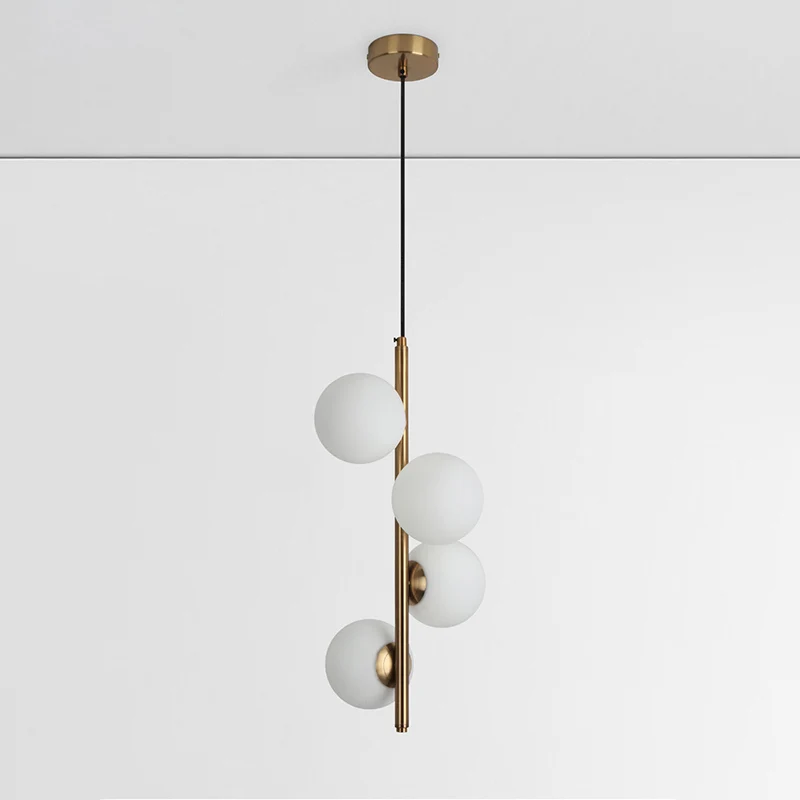 Opaal glazen bollen hanglamp minimalistische hangende kroonluchter voor woonkamer Clearhalo