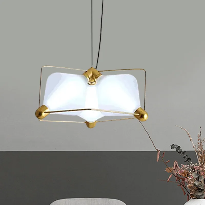 Opaal glazen diamanten plafondkroonluchter eigentijds 3 lampen gouden LED hangende plafondlamp met frame warm/wit licht Cl...