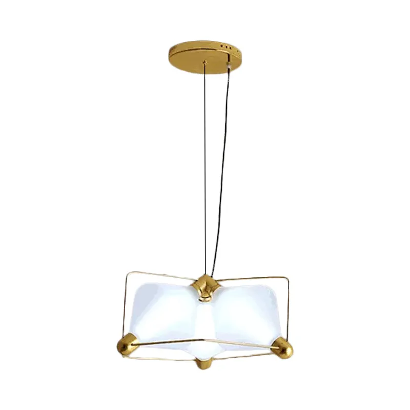 Opaal glazen diamanten plafondkroonluchter eigentijds 3 lampen gouden LED hangende plafondlamp met frame warm/wit licht Cl...
