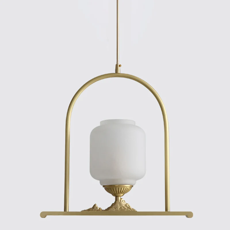 Opaal glazen pot hangende verlichtingsarmatuur Modern 1-kops messing plafondlamp voor restaurant Clearhalo
