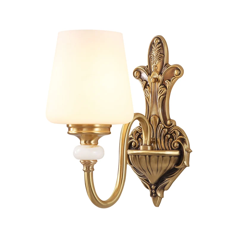 Opaalglas taps toelopende schanslamp Vintage stijlvolle 1/2-lichts slaapkamer wandgemonteerde lamp met gouden zwanenhalsar...