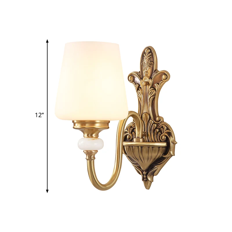 Opaalglas taps toelopende schanslamp Vintage stijlvolle 1/2-lichts slaapkamer wandgemonteerde lamp met gouden zwanenhalsar...