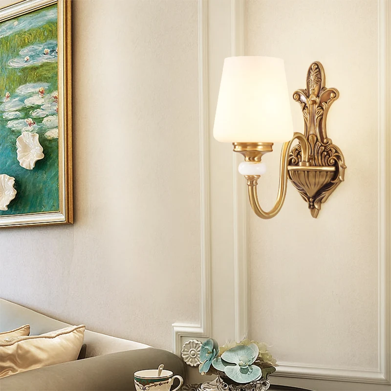 Opaalglas taps toelopende schanslamp Vintage stijlvolle 1/2-lichts slaapkamer wandgemonteerde lamp met gouden zwanenhalsar...