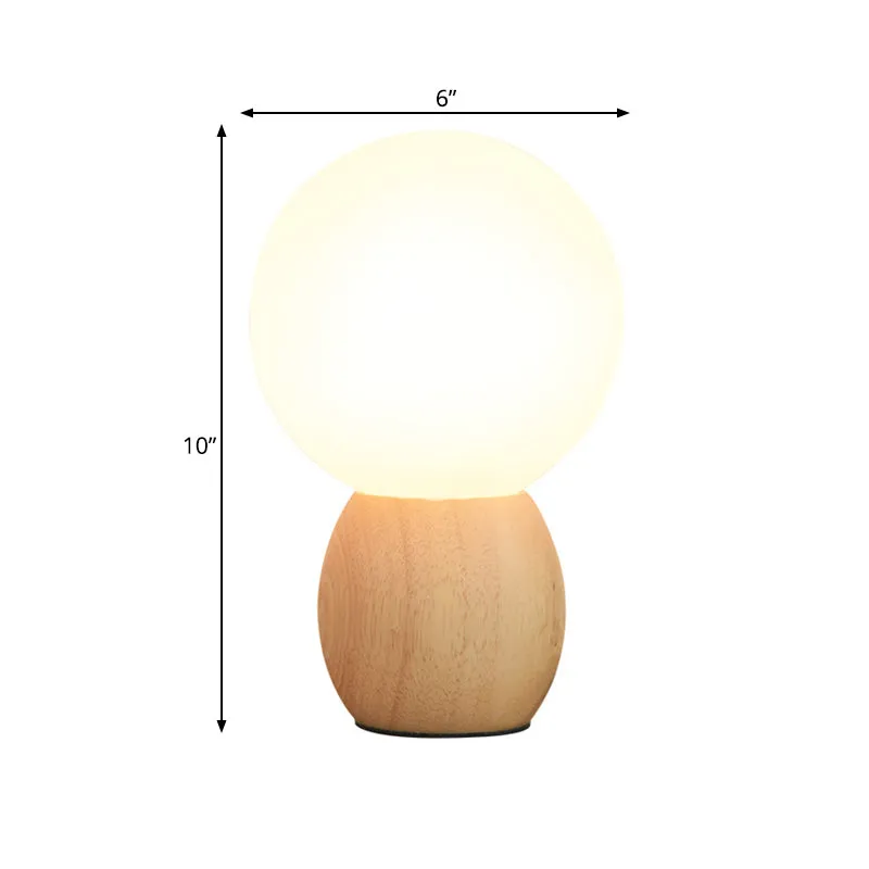 Orb Nachtkastje Lamp Matglas 1 Kop Minimalistische Nachtverlichting met Houten Basis Clearhalo
