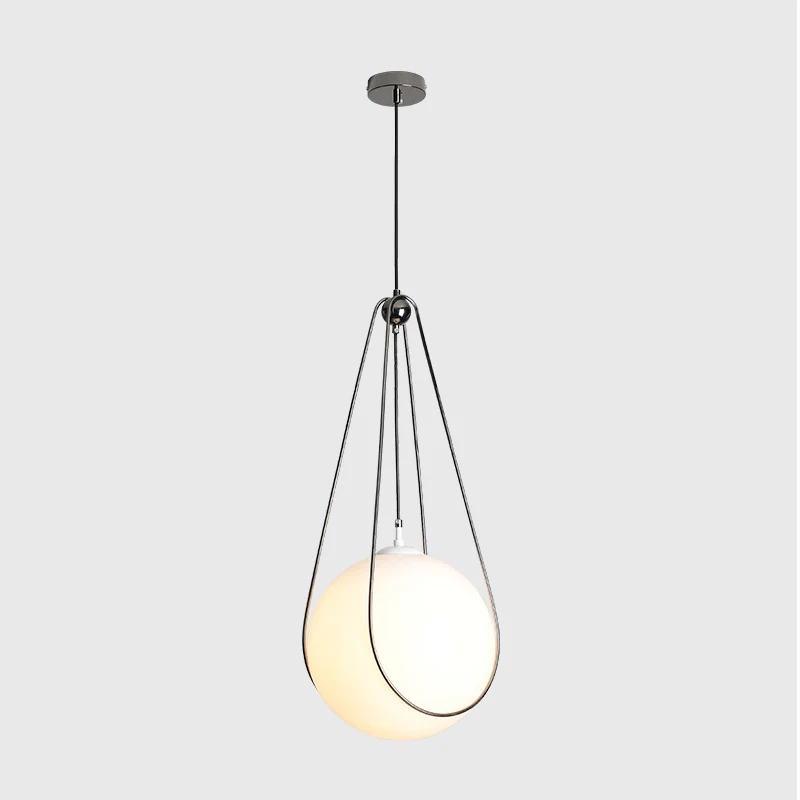 Orb Restaurant Hanglampset Wit matglas 1 kop Eenvoudige plafondhanglamp met druppelvormig ijzeren frame Clearhalo