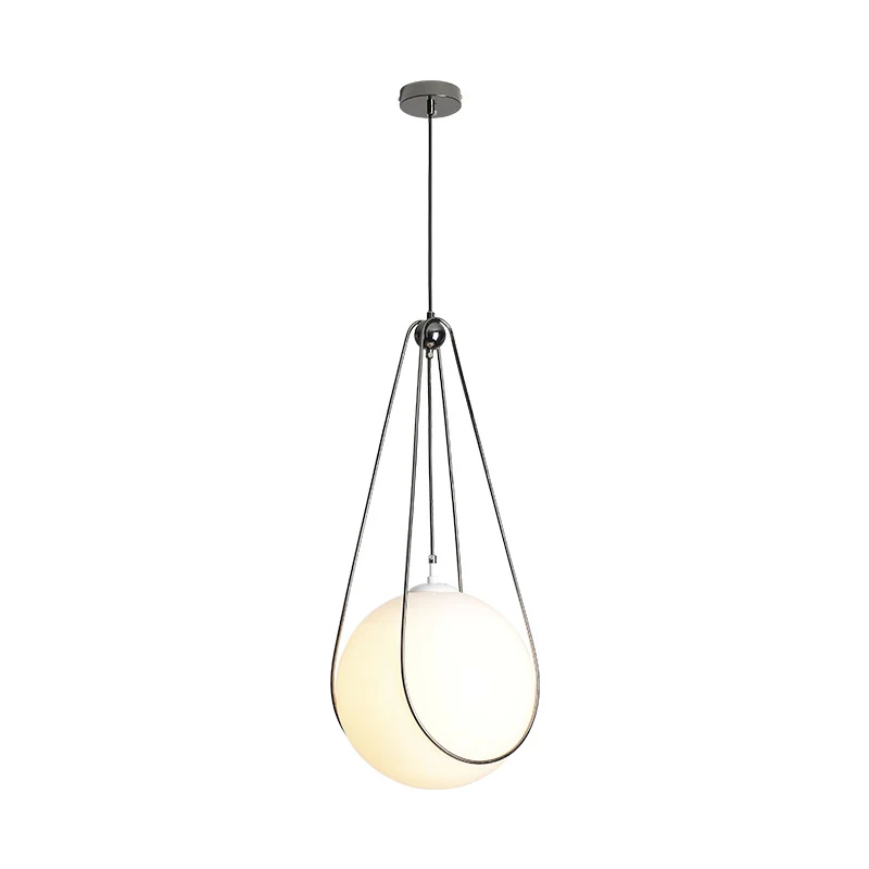Orb Restaurant Hanglampset Wit matglas 1 kop Eenvoudige plafondhanglamp met druppelvormig ijzeren frame Clearhalo