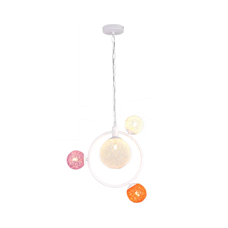 Orbit gesloten glazen hangende kroonluchter, 4/7-lichts plafondlamp met zwart/witte ophangring Clearhalo