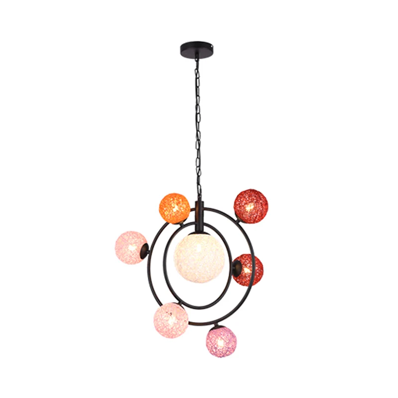 Orbit gesloten glazen hangende kroonluchter, 4/7-lichts plafondlamp met zwart/witte ophangring Clearhalo
