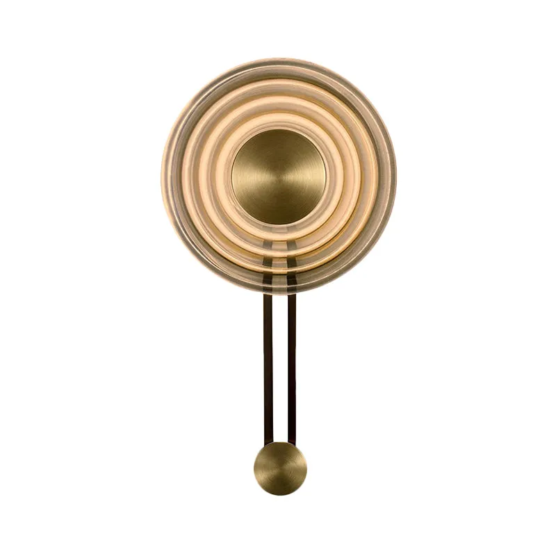Oriental Gong Bell Flush Wall Sconce Vintage gegolfd glas Single Lounge wandgemonteerd armatuur antiek goud Clearhalo
