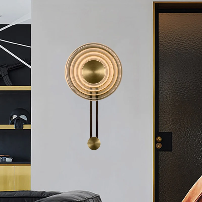 Oriental Gong Bell Flush Wall Sconce Vintage gegolfd glas Single Lounge wandgemonteerd armatuur antiek goud Clearhalo