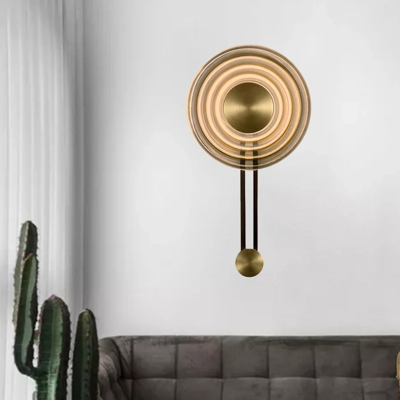Oriental Gong Bell Flush Wall Sconce Vintage gegolfd glas Single Lounge wandgemonteerd armatuur antiek goud Clearhalo