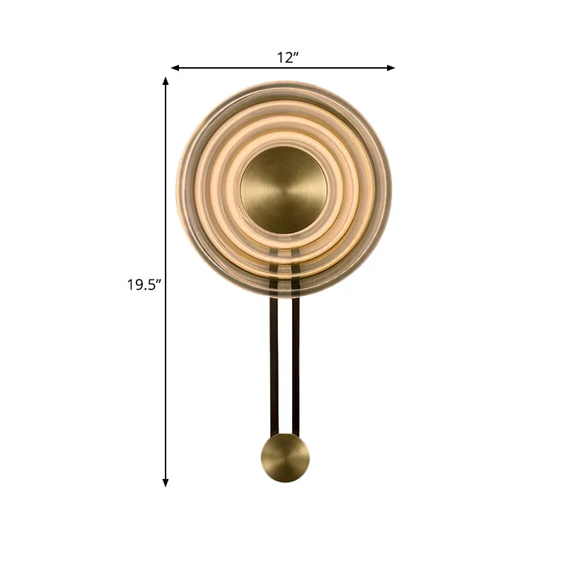 Oriental Gong Bell Flush Wall Sconce Vintage gegolfd glas Single Lounge wandgemonteerd armatuur antiek goud Clearhalo