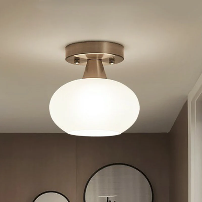 Ovaal ivoorkleurig glazen plafondlamparmatuur Eenvoud Halve inbouwverlichting Clearhalo