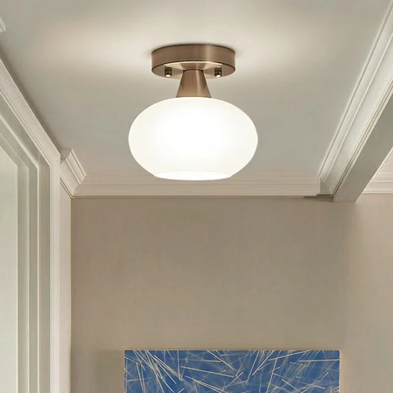 Ovaal ivoorkleurig glazen plafondlamparmatuur Eenvoud Halve inbouwverlichting Clearhalo