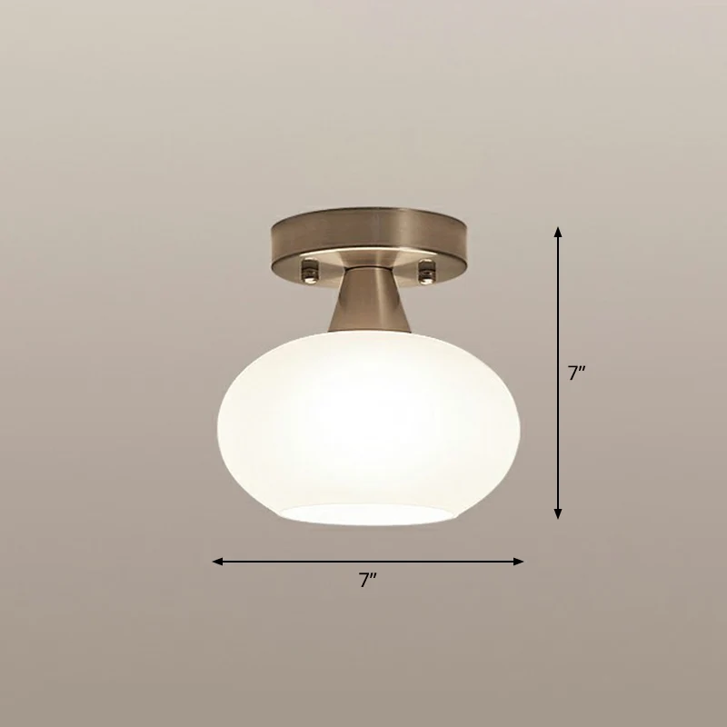 Ovaal ivoorkleurig glazen plafondlamparmatuur Eenvoud Halve inbouwverlichting Clearhalo