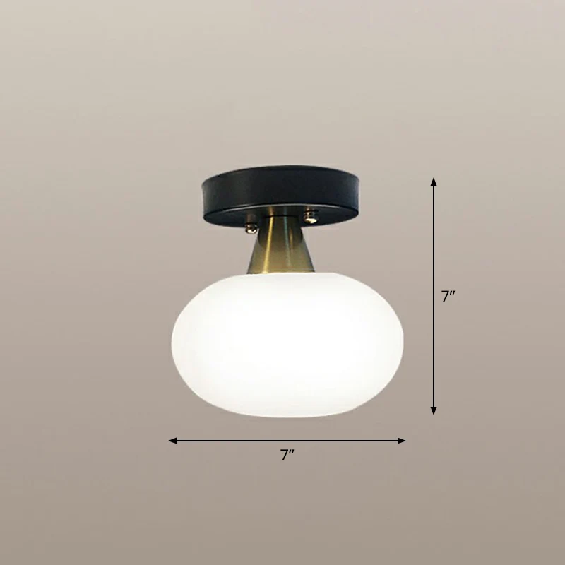 Ovaal ivoorkleurig glazen plafondlamparmatuur Eenvoud Halve inbouwverlichting Clearhalo