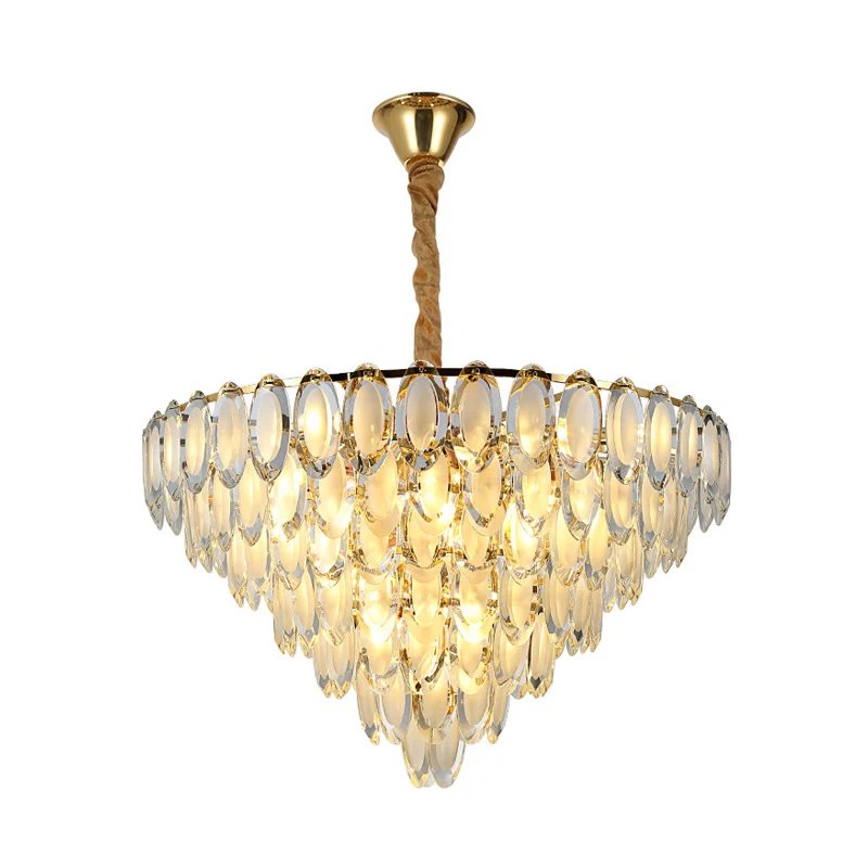 Ovaal kristal goud semi-inbouw gelaagd 5 lampen moderne stijl plafondinbouwlamp voor woonkamer Clearhalo