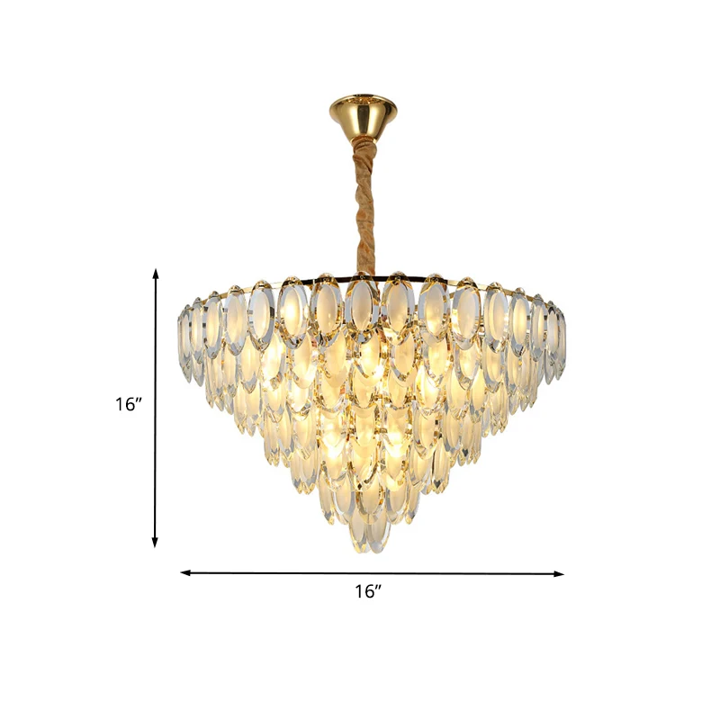 Ovaal kristal goud semi-inbouw gelaagd 5 lampen moderne stijl plafondinbouwlamp voor woonkamer Clearhalo