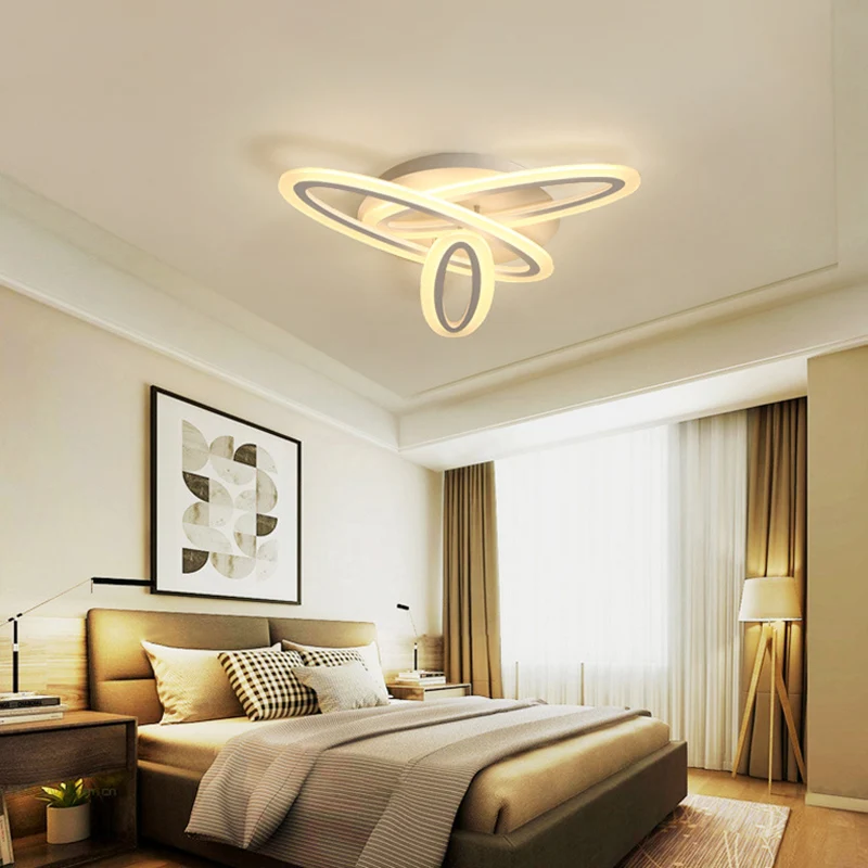 Ovaal semi-inbouwlicht Eenvoudig acryl 31,5"/47" breed 3/5 lampen Wit plafondgemonteerd armatuur warm/wit licht Clearhalo