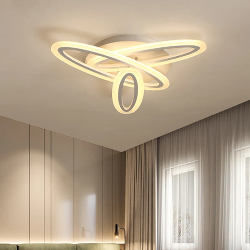 Ovaal semi-inbouwlicht Eenvoudig acryl 31,5"/47" breed 3/5 lampen Wit plafondgemonteerd armatuur warm/wit licht Clearhalo