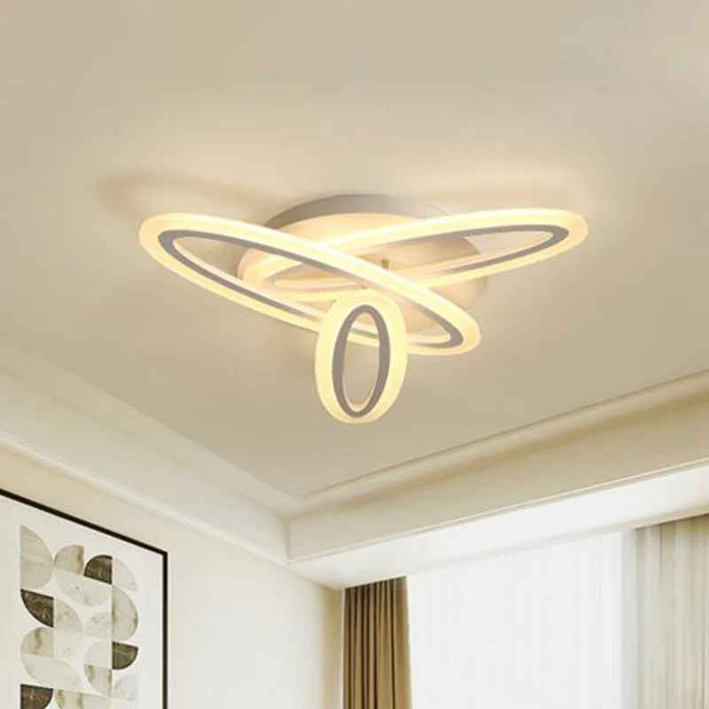 Ovaal semi-inbouwlicht Eenvoudig acryl 31,5"/47" breed 3/5 lampen Wit plafondgemonteerd armatuur warm/wit licht Clearhalo