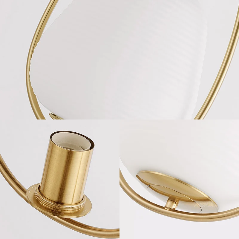 Ovale eetkamer hanglamp wit glas 1-lichts moderne hanglamp goud met ijzeren ring Clearhalo