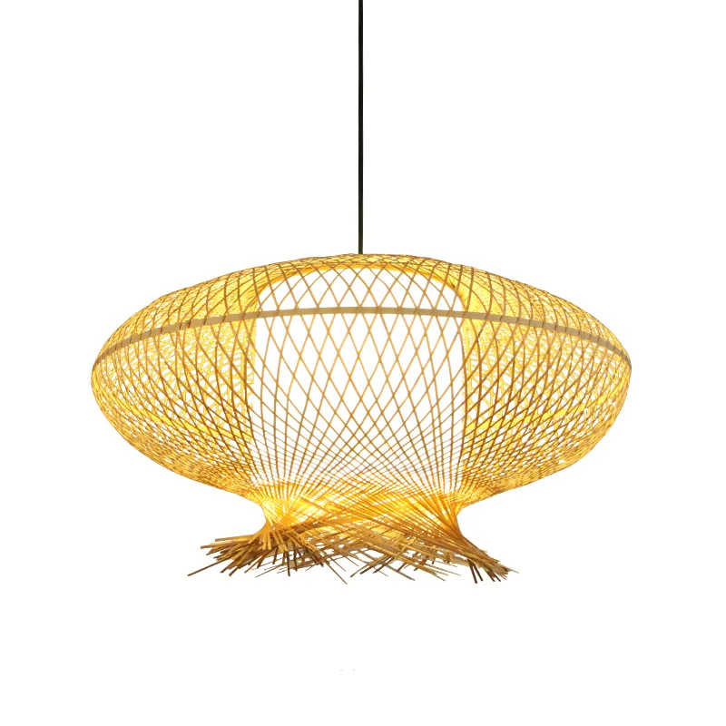 Ovale hanglamp Asia Bamboo 1 lamp Kaki plafondhanglamp met binnencilinder witte kap Clearhalo