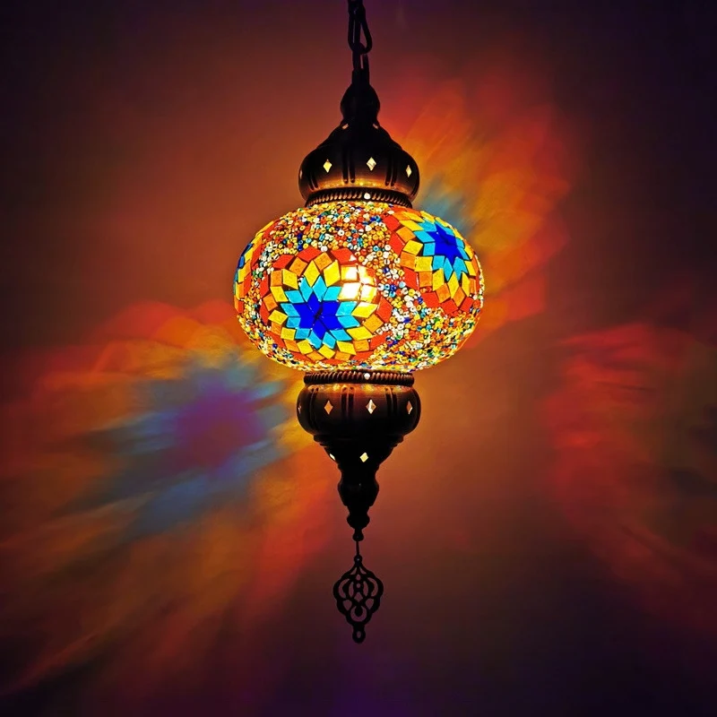 Ovale hanglampset van gebrandschilderd glas Traditionele hanglamp met 1 hoofdslaapkamer wit/rood/oranje Clearhalo