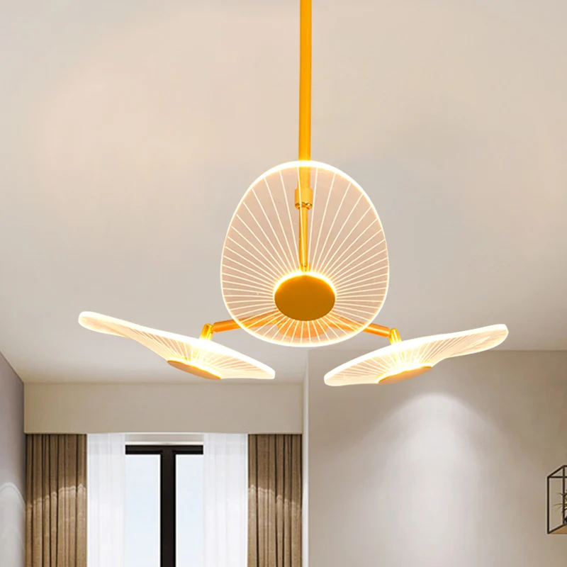 Ovale kroonluchter licht modernistisch acryl LED goud hanglampset warm/wit licht voor slaapkamer Clearhalo