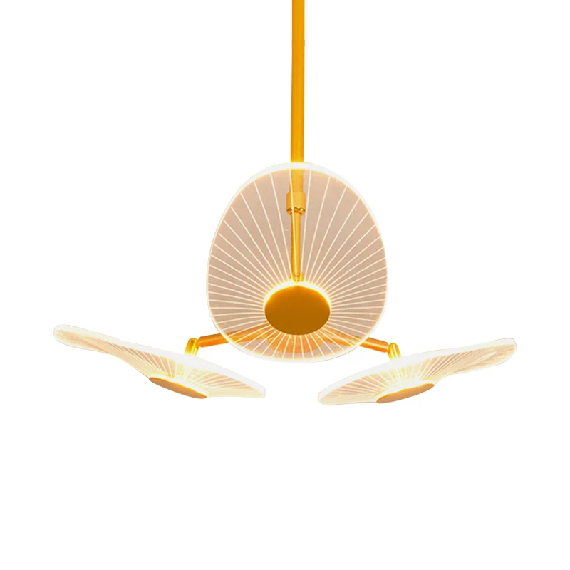 Ovale kroonluchter licht modernistisch acryl LED goud hanglampset warm/wit licht voor slaapkamer Clearhalo