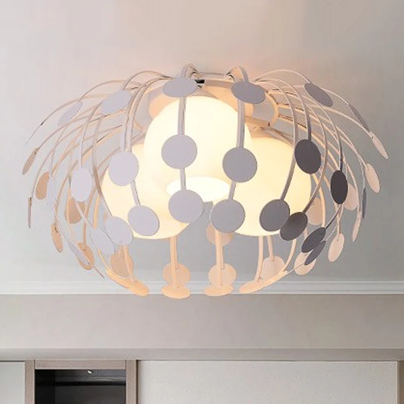 Ovale metalen semi-inbouwverlichting modernistische 3-lichts wit/zwarte semi-inbouwlamp met melkglazen bolkap Clearhalo