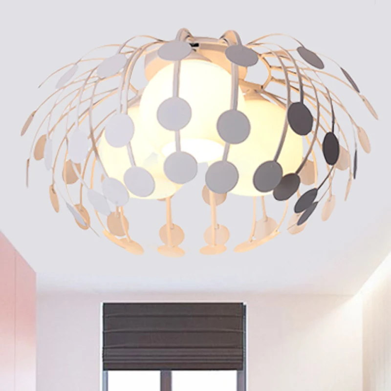 Ovale metalen semi-inbouwverlichting modernistische 3-lichts wit/zwarte semi-inbouwlamp met melkglazen bolkap Clearhalo