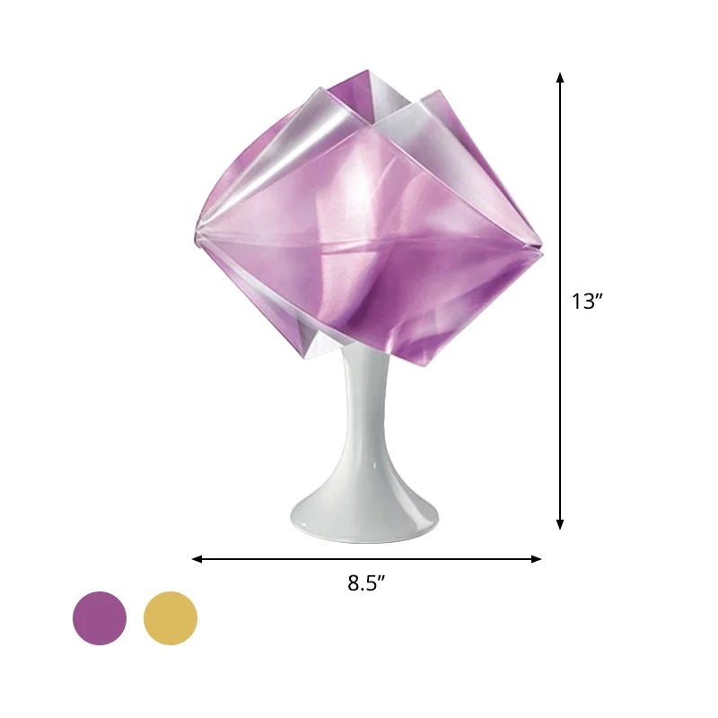 Paars/geel nachtkastje op rol, eenvoudige stijl, 1 lamp, ijzeren nachtkastje, verlichting met voet voor woonkamer Clearhalo