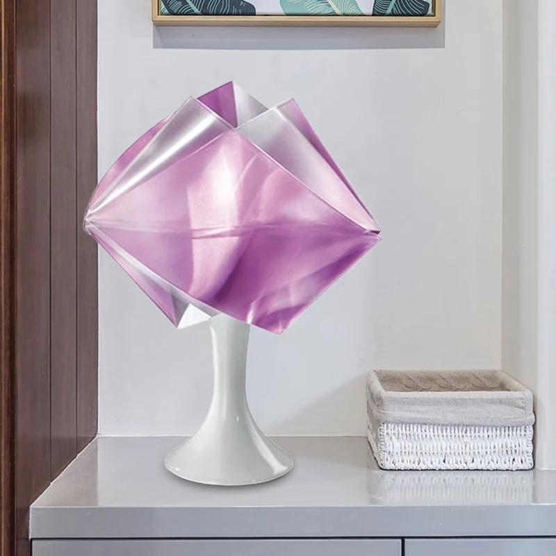 Paars/geel nachtkastje op rol, eenvoudige stijl, 1 lamp, ijzeren nachtkastje, verlichting met voet voor woonkamer Clearhalo