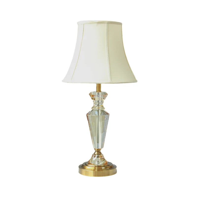 Panel Bell Kristallen tafelverlichting Eigentijdse gouden nachtlamp met 1 lamp en rond voetstuk Clearhalo