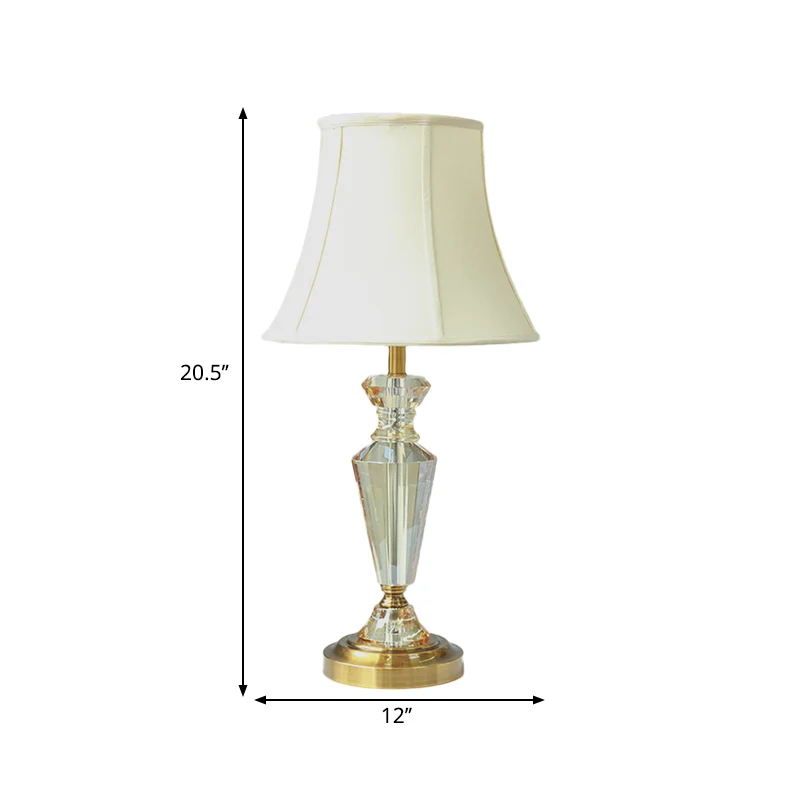 Panel Bell Kristallen tafelverlichting Eigentijdse gouden nachtlamp met 1 lamp en rond voetstuk Clearhalo