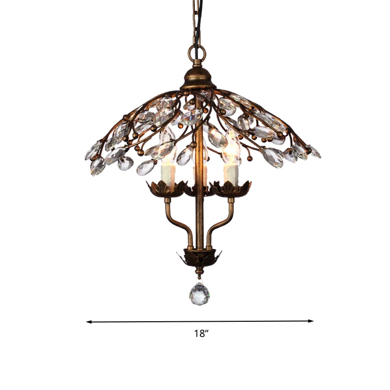 Parapluvorm Woonkamer Hangende Kroonluchter Bladkristal 2 Hoofden Messing Hanglampset Clearhalo