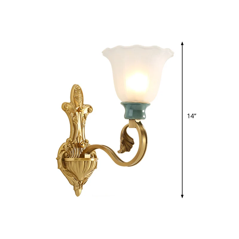 Petal Shade slaapkamer wandmontage lamp vintage stijlvol matglas 1/2-lamp gouden afwerking wandkandelaar Clearhalo