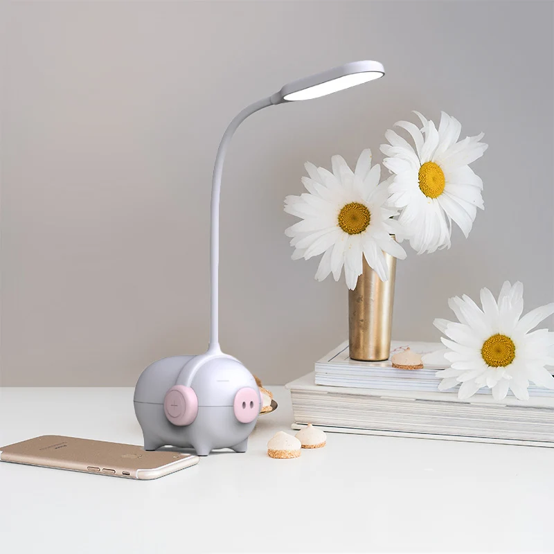 Piggy Kindergarten LED Bureaulamp 1 Hoofd Dierenleeslamp met flexibele zwanenhals Clearhalo