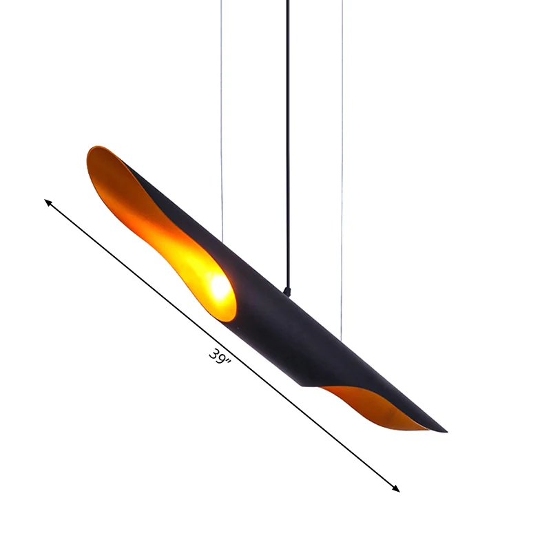 Pijphangend plafondlamp Scandinavisch metaal Zwart/wit hanglamp voor slaapkamer, 23,5"/27,5"/31,5" breed Clearhalo